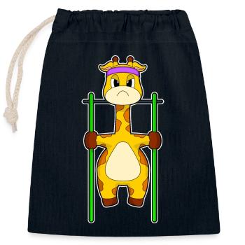 Giraffe Bodybuilder Pull-ups Bodybuilding - Closable cotton gift bag (25x30cm) - navy - Front