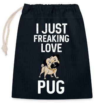 I Just Freaking Love Pug – Mops Lover - Closable cotton gift bag (25x30cm) - navy - Front