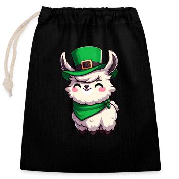 Süßes Lama St. Patricks Day Cartoon - Verschließbarer Geschenkbeutel aus Baumwolle (25x30cm) - Schwarz - Vorne