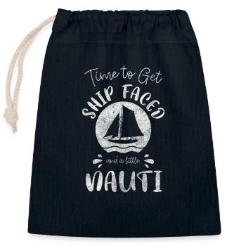 Segelboot Hafen Yacht Kreuzfahrt - Verschließbarer Geschenkbeutel aus Baumwolle (25x30cm) - Navy - Vorne