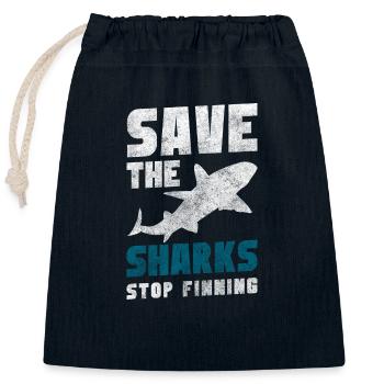 Great White Shark Fin Diver Water - Closable cotton gift bag (25x30cm) - navy - Front