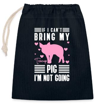 Teacup Pig Animal Lover - Closable cotton gift bag (25x30cm) - navy - Front