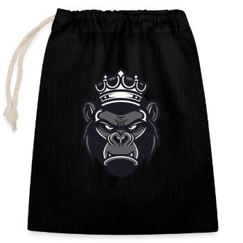 Couronne de gorille - Sac cadeau en coton avec cordon (25 x 30 cm) - noir - Devant