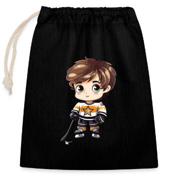 Hockey Star - Sac cadeau en coton avec cordon (25 x 30 cm) - noir - Devant
