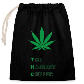THC Design Cannabis Leaf Weed Hemp 420 Marijuana - Closable cotton gift bag (25x30cm) - black - Front