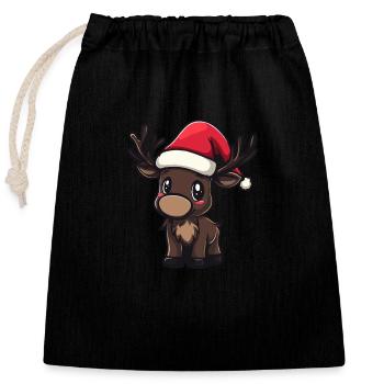Moose Christmas Cute - Closable cotton gift bag (25x30cm) - black - Front