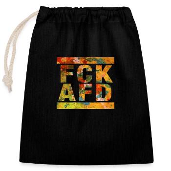 FCK AFD - Montrer l’exemple contre la droite, contre les nazis - Sac cadeau en coton avec cordon (25 x 30 cm) - noir - Devant