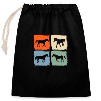 Monter à cheval - Sac cadeau en coton avec cordon (25 x 30 cm) - noir - Devant