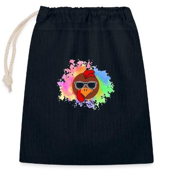 Poulets Coq Dinde - Sac cadeau en coton avec cordon (25 x 30 cm) - bleu marine - Devant