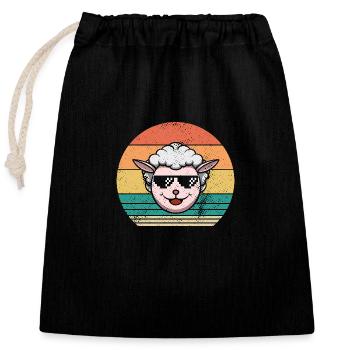 Shepherd Sheep - Closable cotton gift bag (25x30cm) - black - Front