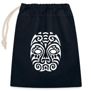 Tatouage maori en blanc - design unique - Sac cadeau en coton avec cordon (25 x 30 cm) - bleu marine - Devant