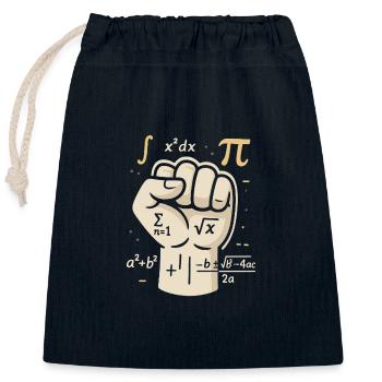 Les mathématiques au lieu du poing – les problèmes sont résolus avec le cerveau - Sac cadeau en coton avec cordon (25 x 30 cm) - bleu marine - Devant