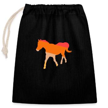 Reiten Pferd - Verschließbarer Geschenkbeutel aus Baumwolle (25x30cm) - Schwarz - Vorne