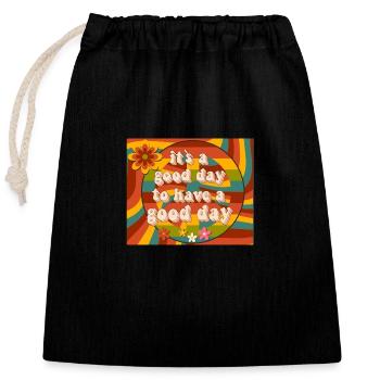70s a good day to have a good day - Closable cotton gift bag (25x30cm) - black - Front