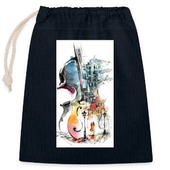 Music for Lovers - Closable cotton gift bag (25x30cm) - navy - Front