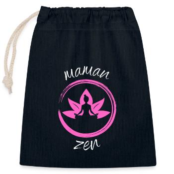 Maman zen attitude - Sac cadeau en coton avec cordon (25 x 30 cm) - bleu marine - Devant