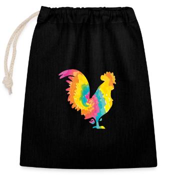 Poulet Coq - Sac cadeau en coton avec cordon (25 x 30 cm) - noir - Devant