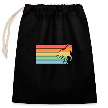 Monter à cheval - Sac cadeau en coton avec cordon (25 x 30 cm) - noir - Devant