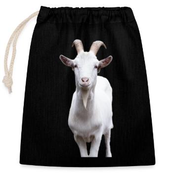 White Mountain Goat Portrait - Closable cotton gift bag (25x30cm) - black - Front