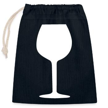 Wein Weinglas Alkohol vin wine Rotwein Gastro - Verschließbarer Geschenkbeutel aus Baumwolle (25x30cm) - Navy - Vorne