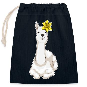 Llama Daffodil - Closable cotton gift bag (25x30cm) - navy - Front