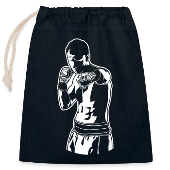 Croquis de boxeur - Sac cadeau en coton avec cordon (25 x 30 cm) - bleu marine - Devant
