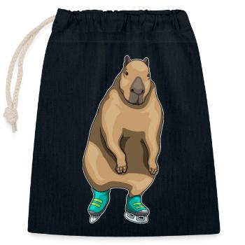 Wasserschwein Eislaufen Schlittschuhe - Verschließbarer Geschenkbeutel aus Baumwolle (25x30cm) - Navy - Vorne