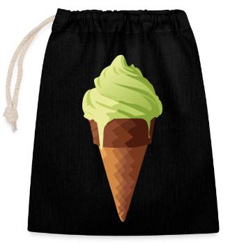 De la crème glacée en vert ! 💚🍦 - Sac cadeau en coton avec cordon (25 x 30 cm) - noir - Devant