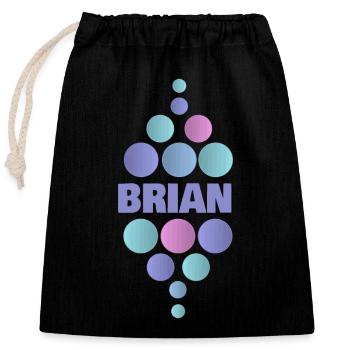 Prénom Brian - Sac cadeau en coton avec cordon (25 x 30 cm) - noir - Devant