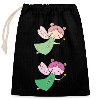 Fee double 2 - Closable cotton gift bag (25x30cm) - black - Front