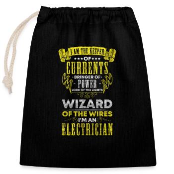 Electronics technician watts high voltage - Closable cotton gift bag (25x30cm) - black - Front
