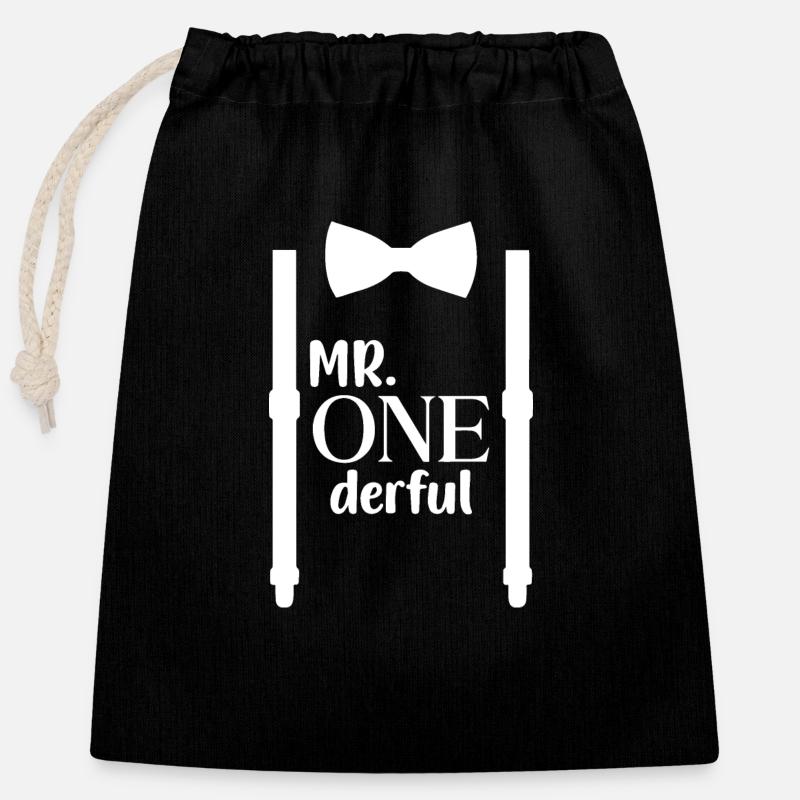 Mr. ONEderful Mr wonderful Tie Funny - Closable cotton gift bag (25x30cm) - black