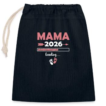 Mama 2026 Loading - Verschließbarer Geschenkbeutel aus Baumwolle (25x30cm) - Navy - Vorne
