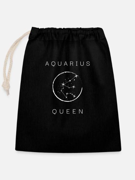Aquarius Queen - Verschließbarer Geschenkbeutel aus Baumwolle (25x30cm) - Schwarz