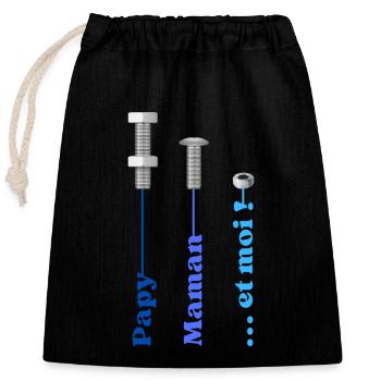 Annonce grossesse pour futur Papy bricoleur - Sac cadeau en coton avec cordon (25 x 30 cm) - noir - Devant