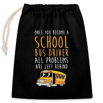 Schulbusfahrer Schulbus - Verschließbarer Geschenkbeutel aus Baumwolle (25x30cm) - Schwarz - Vorne
