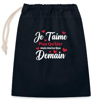 Je t’aime plus qu’hier mais moins que demain - Sac cadeau en coton avec cordon (25 x 30 cm) - bleu marine - Devant