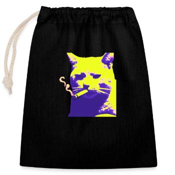 Fumer pour chat - Sac cadeau en coton avec cordon (25 x 30 cm) - noir - Devant