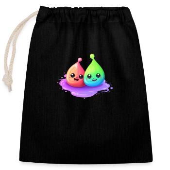 Deux boues gaies - Sac cadeau en coton avec cordon (25 x 30 cm) - noir - Devant
