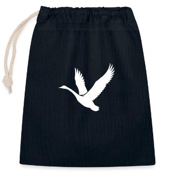 Cygne Oiseaux sauvages Style de tatouage - Sac cadeau en coton avec cordon (25 x 30 cm) - bleu marine - Devant