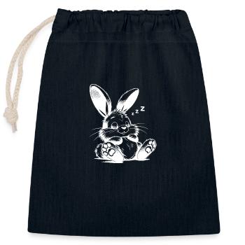 Mignon bébé lapin endormi avec de grandes oreilles - Sac cadeau en coton avec cordon (25 x 30 cm) - bleu marine - Devant