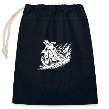 Dynamische Motocross Fahrt im Schlamm und Matsch - Verschließbarer Geschenkbeutel aus Baumwolle (25x30cm) - Navy - Vorne