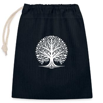 Meditative Lebensbaum Darstellung mit Ästhetik - Verschließbarer Geschenkbeutel aus Baumwolle (25x30cm) - Navy - Vorne