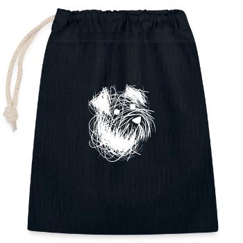 Minimalist Dog Sketch Doodle Dog Portrait - Closable cotton gift bag (25x30cm) - navy - Front