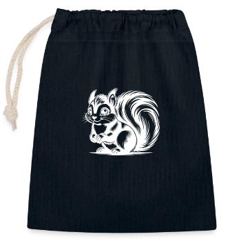 Niedliches putziges Eichhörnchen Zeichnung - Verschließbarer Geschenkbeutel aus Baumwolle (25x30cm) - Navy - Vorne