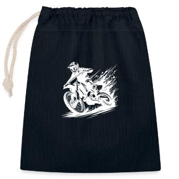 Motocross Fahrer im Matsch Illustration Zeichnung - Verschließbarer Geschenkbeutel aus Baumwolle (25x30cm) - Navy - Vorne