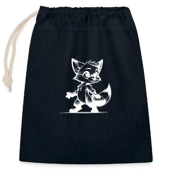 Clever Fox Sly Fox Croquis de dessin - Sac cadeau en coton avec cordon (25 x 30 cm) - bleu marine - Devant