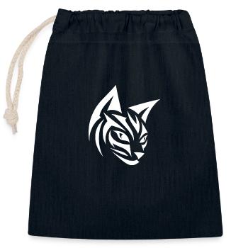 Tête de chat dans la conception graphique de tatouage tribal - Sac cadeau en coton avec cordon (25 x 30 cm) - bleu marine - Devant