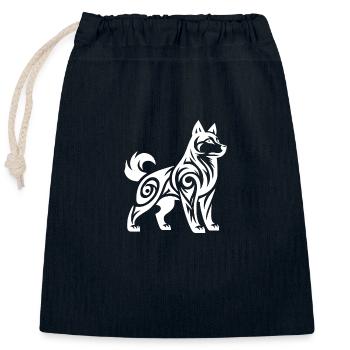 Loup avec motif tribal Mystic Husky Dog - Sac cadeau en coton avec cordon (25 x 30 cm) - bleu marine - Devant