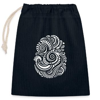 Ausdrucksstarke Maori Tattoo Kunst - Wellenmuster - Verschließbarer Geschenkbeutel aus Baumwolle (25x30cm) - Navy - Vorne